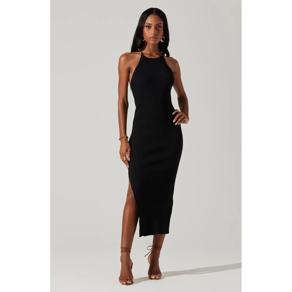 Astr The Label Women's Umiko Beaded Sweater Dress Black‎ Size XS $128